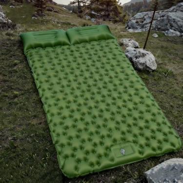 Imagem de Colchão Inflável para Duplo, Compacto e Resistente com Travesseiro para Camping (Verde)