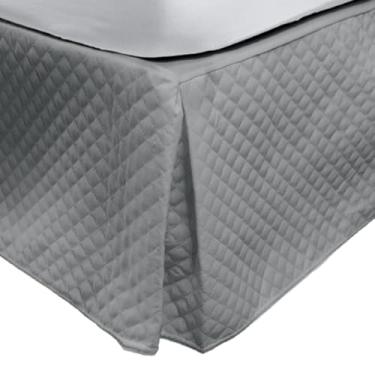 Imagem de Cama box acolchoada com saia, cama de solteiro, casal, queen, king, janela, quarto arrumado (Cinza,Casal)