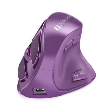 Imagem de Mouse ergonômico vertical sem fio, Bluetooth e modo duplo de 2,4 G, mouse silencioso recarregável com comutação de vários dispositivos, clique silencioso, USB C, para laptop, tablet, desktop, uso em