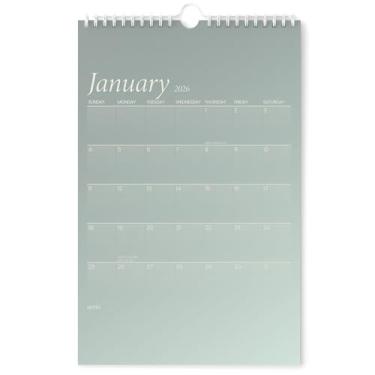 Imagem de Karto Calendário de parede 2026 - vertical 28 x 43 cm de janeiro de 2026 a junho de 2027 - Aumente sua produtividade e planejamento fácil com o calendário mensal estético - verde sombreado