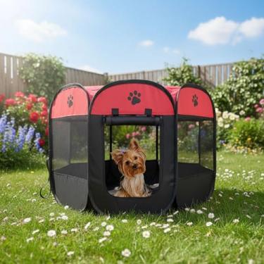 Imagem de Cercado Pet Portátil Dobrável Impermeável para Cães e Gatos Casinha de Viagem com Tela Respirável Montagem Fácil, Leve e Compacta para Transporte Interno e Externo