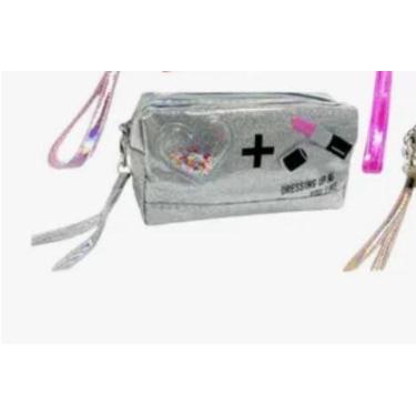 Imagem de Bolsa Necessaire Feminina Organizador Maquiagem Viagem - KIT, Prata