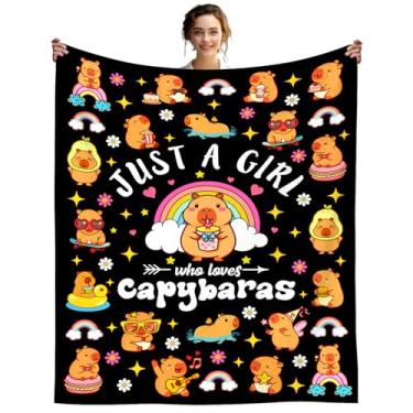 Imagem de Cobertor de capivara, presentes para meninas, de pelúcia, Just A Girl Who Loves Capivaras, cobertor de lã, capivaras, presentes para amantes de capivara, meninas, crianças, mulheres, decorações de