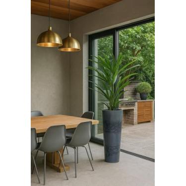 Imagem de Vaso De Planta Grande Coluna Ibiza Decorativo Luxo Moderno Texturizado (Cimento)
