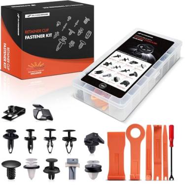 Imagem de A-Premium Kit de clipe de retentor de carro 120 peças (12 tipos) compatível com Ford Focus 2012-2018, para-choque dianteiro painel de porta do leme conjunto de substituição de prendedor de rebite de