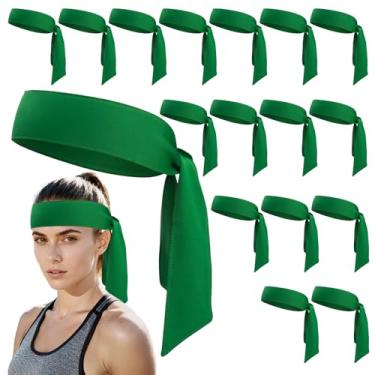 Imagem de ONUPGO 18 peças de tiaras de cabeça para homens e mulheres, faixa de transpiração esportiva ajustável, faixa de cabeça ninja para karatê, faixa de cabeça para treino com absorção de suor para esportes