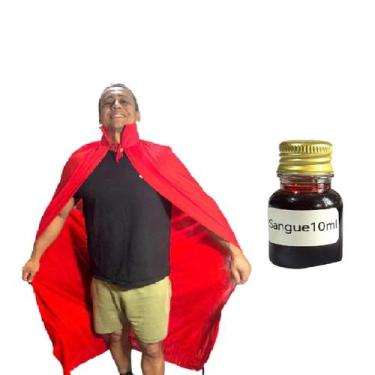 Imagem de Fantasia Capa vermelha com gola Adulto + sangue falso 10ml - 000023865
