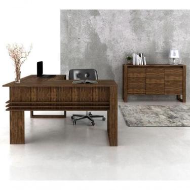 Imagem de Conjunto Escritorio 02 Peças Cj23 Nogal Tecno Mobili Nogal