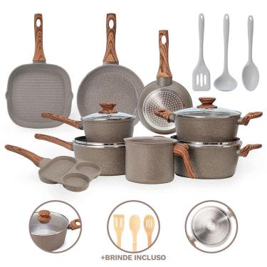 Imagem de Jogo De Panelas 12 Pç Premium Indução Cerâmico - Grafito