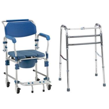 Imagem de Cadeira De Banho D60 150kg Com Andador D10 Dobrável Reforçado - Dellam