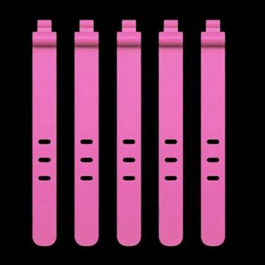 Imagem de Organizador de enrolador de cabo de silicone para celular, fio de carregamento, correias de fivela, linha de fone de ouvido, clipe de suporte Storge, rosa, 5 peças