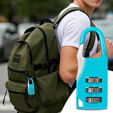 Imagem de Mini cadeado de combinação para mochila, bagagem, mala, caixa de lápis, trava segura de 3 dígitos, trava de viagem portátil para escola, escritório e uso doméstico