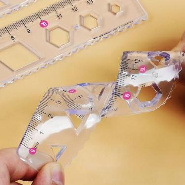 Imagem de 1 régua flexível, régua de plástico de 15 cm, flexível macio, para escolas, escritórios