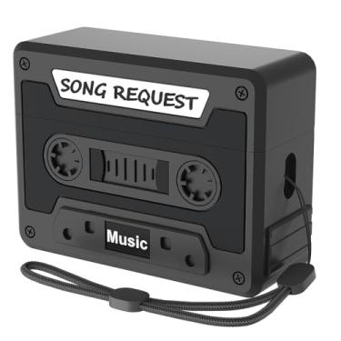 Imagem de Capa para AirPods Pro 3 (2025) Geração, cassete de fita clássica descolada, proteção forte, protetor de TPU de silicone macio com cordão para carregamento, preto