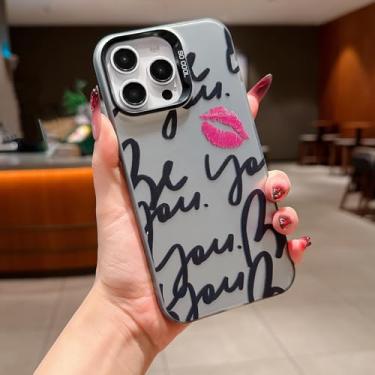 Imagem de Capa compatível com iPhone 7Plus/8Plus (proteção contra quedas de grau militar de 3 metros), com estampa de lábio rosa, capa rígida à prova de choque 30LIP-7Plus/8Plus