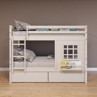 Imagem de Beliche Infantil Com Janela E Gavetas Madeira Maciça Branco Housin
