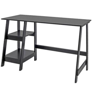 Imagem de Mesa Escrivaninha Gamer 2 Pateleiras 120 Cm Mc190 Preto Dtall Preto - 