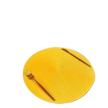Imagem de Novo Kit Jogo Redondo Jantar Para Mesa Posta, Descanso De Prato Elegante(Amarelo,4 uni)