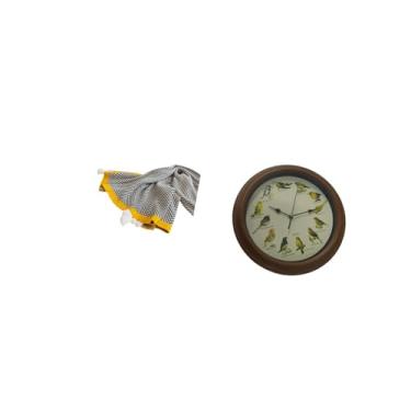 Imagem de Fenteer Manta de Tricô Listrada, Macia E Quente, Estilo Fazenda, para Decoração de Casa, Ideal para Quarto, Sofá, Cama Ou Cadeira. Relógio de Parede com Pássa