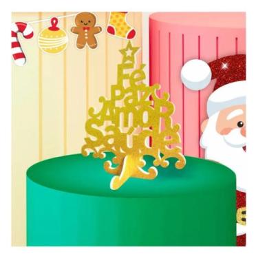 Imagem de Árvore de Natal dourada fé,paz, amor e saude - Piffer