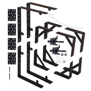 Imagem de Kit de portão de cerca anti-queda trava de portão de hardware para cerca de madeira suportes de suporte de canto resistentes 2 conjuntos
