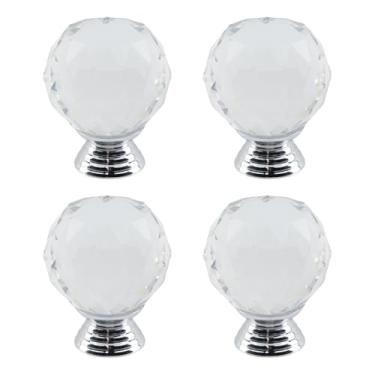 Imagem de Dahszhi 4 peças diamante esférico 1,18"/30 mm puxador de vidro cristal puxadores de armário gavetas armário cômoda estante guarda-roupa, transparente