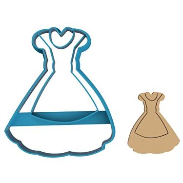 Imagem de Vestido de Alice – Vestuário – Traje – Vestido – Vestuário – Roupa – Bata – Cortador de biscoito/Biscoito de açúcar/Fondant/Argila (1332) (10 cm)