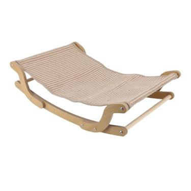 Imagem de RiToEasysports Cama para Gatos, Madeira de Pinho Com Rede de Cânhamo, Espreguiçadeira Espaçosa para Gatos Grandes, 21,26 X 14,17 pol. para Conforto Interno
