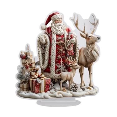 Imagem de Generic Placa de acrílico plana 2D do Papai Noel para decoração de mesa, enfeite de Natal à prova d'água, peça central colecionável para quarto, Style a