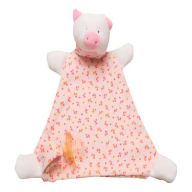 Imagem de Naninha para Bebê com Prendedor de Chupeta Bichinhos Estampada Algodão (100% Poliéster, Porquinho)