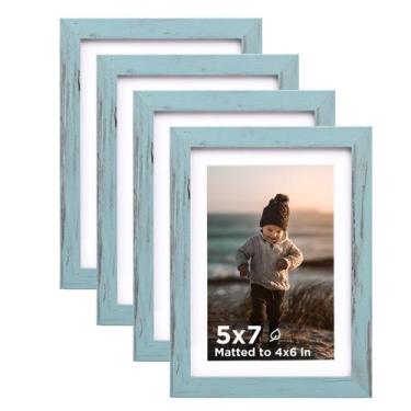 Imagem de Porta-retratos KINLINK Turmaline Blue 5x7, conjunto de 4