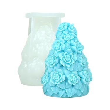 Imagem de Tone Fun Moldes de silicone para árvore de Natal rosa 3D para fazer velas, resina, velas de aromaterapia, sabonete de cera artesanal, decoração de casa, artesanato