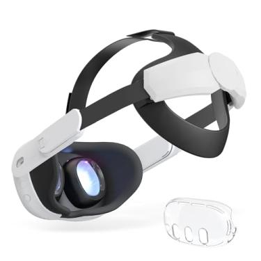 Imagem de MOJOXR Acessórios de alça de cabeça confortáveis compatíveis com Oculus/Meta Quest 3 Quest 2, alça Elite ajustável para suporte aprimorado, adequado para estojos de transporte oficiais e de terceiros