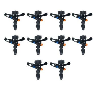 Imagem de Kit 10 Aspersor de Impacto 360º - Irrigação Potente até 30m 1/2 Horta,