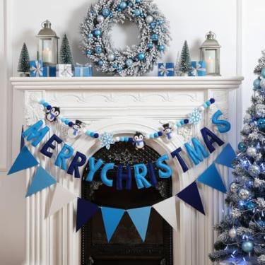 Imagem de VitalCozy 3 peças de faixa pré-amarrada de Feliz Natal Feltro Guirlanda de Feltro Galhardete de Feltro Bandeira de Galhardete de Feltro Sinal de Natal Decoração Interior para Festas de Férias Casa