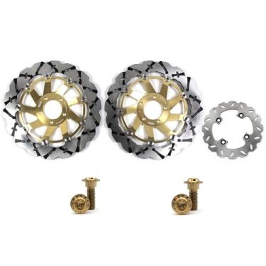 Imagem de Arashi Discos de freio dianteiros traseiros rotores com parafusos de montagem para Kawasaki Ninja ZX9R ZX-9R 2000-2001, peças de acessórios de reposição de motocicleta