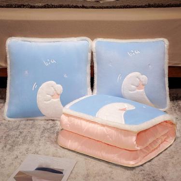 Imagem de Travesseiro Blaket, Travesseiro De Viagem E Conjunto Blaket Para Aviões, Travesseiro Blaket 2 Em 1, Travesseiro De Viagem Portátil E Leve Blaket, Para Viagens E Acampa, Blue, 17.71x17.71in