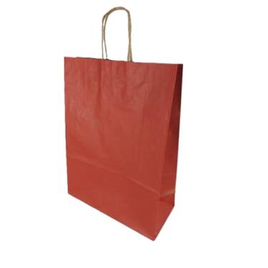 Imagem de Sacola LC Liso Papel Kraft Natural Alça Natural - Vermelho 23,5x10x31,5 c/10un