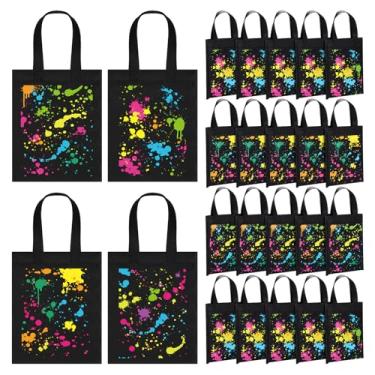 Imagem de Hosuly 24 peças de néon para lembrancinhas de festa, sacos de presente que brilham no escuro, sacos de doces não tecidos, com alça para meninos e meninas, decoração de artigos de festa de aniversário