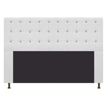 Imagem de Cabeceira Estofada Dama 195 Cm King Size Com Strass Branco