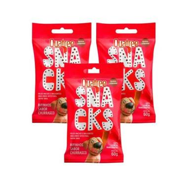 Imagem de Kit Petisco Para Cães Quatree Snacks Bifinhos Churrasco, 03 unidades 6