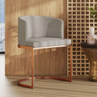 Imagem de Poltrona M05 Em Linho Estrutura De Ferro Mais Decor Cobre/areia