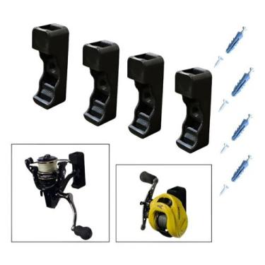 Imagem de Suporte Para Carretilha Molinete Fixação Parede Pesca 4pç - Mountoz