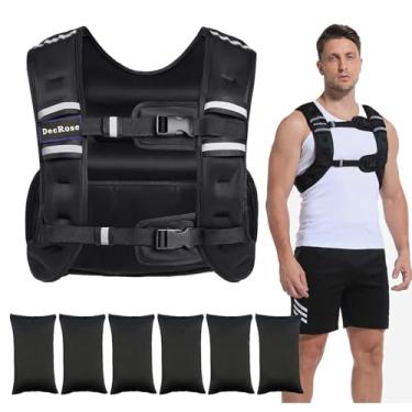 Imagem de Colete com peso ajustável para homens, DecRose 2,7 kg/3,6 kg/4,5 kg/5,4 kg/6,8 kg/8,2 kg, coletes de peso ajustáveis para treino, treinamento de força, construção muscular, corrida, fitness, perda de