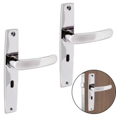 Imagem de Fechadura Para Porta Interna Aço Inox Cromado Kit 02 Un - Alianca