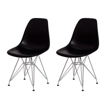 Imagem de Kit 2 Cadeiras Eiffel Eames Preta Base Cromada