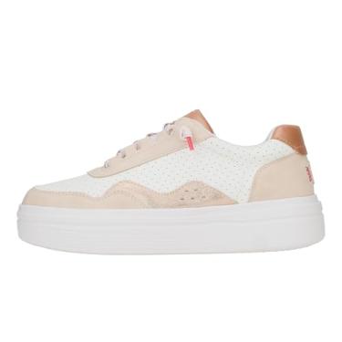 Imagem de HEYDUDE Hudson Lift Sport Shimmer Whisper rosa/branco/ouro rosa tamanho 34, tênis feminino casual, confortável e leve, Whisper rosa/branco/ouro rosa, 42
