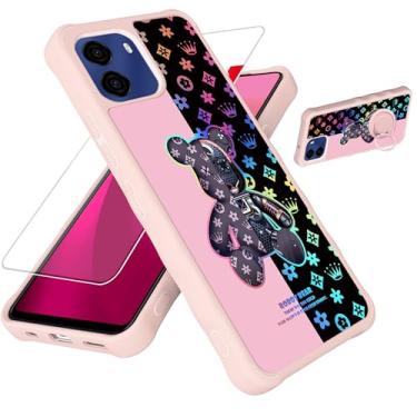 Imagem de jioeuinly Capa compatível com BLU G35 [com protetor de tela de vidro temperado][PC rígido + silicone macio][suporte para anel] [luz refletora colorida] IMDF-JXX