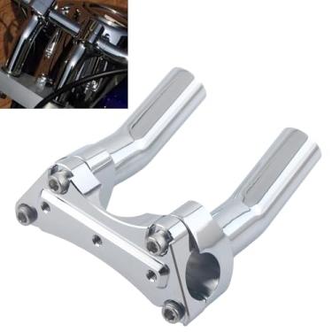 Imagem de FINMOKAL Kit de braçadeira superior de elevação de guidão de 10 cm de altura para guidão de 2,5 cm, compatível com Harley Dyna Wide Road Glide Softail Sportster (Chrome)
