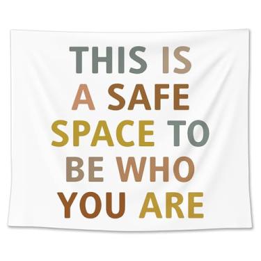 Imagem de EGBTL Tapeçaria de saúde mental, tapeçaria de parede boho para escritório de terapia, este é um espaço seguro, tapeçarias de saúde mental, decoração de parede para escritório de conselheiro terapeuta